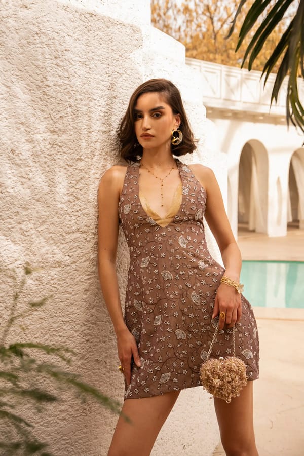 TYLA Embroidered Mini - Plunged Neckline — Torqadorn
