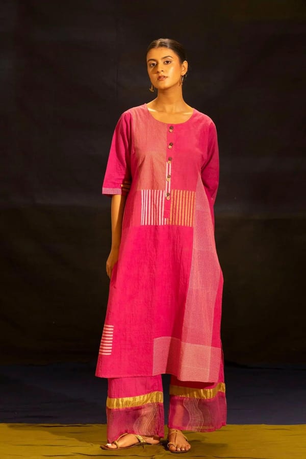 Illume Halo Shocker Pink Kurta with Pants (Set of 2) — Banana Labs