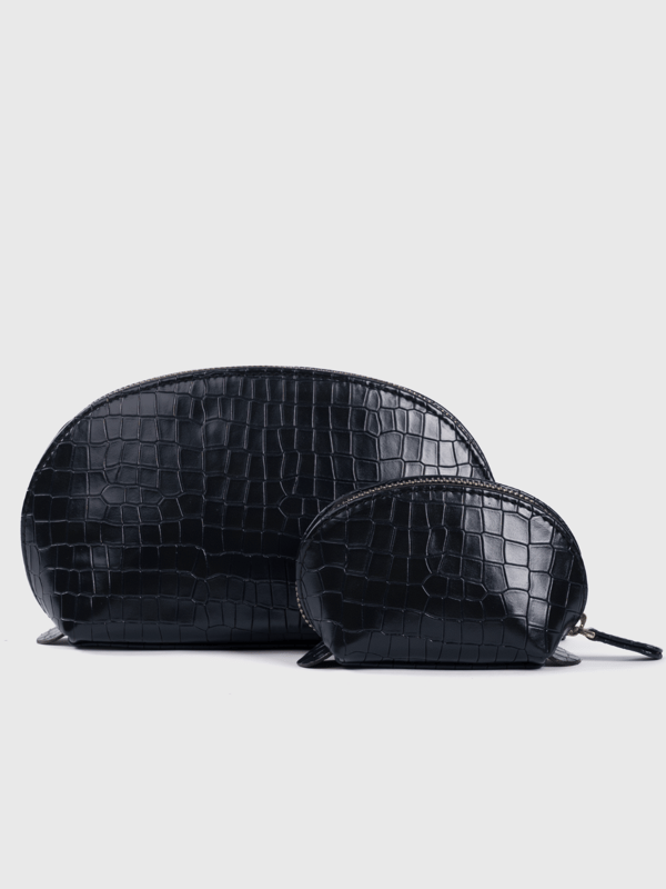 Cosmos Croco Pouch Black - Set of 2 — The Gusto