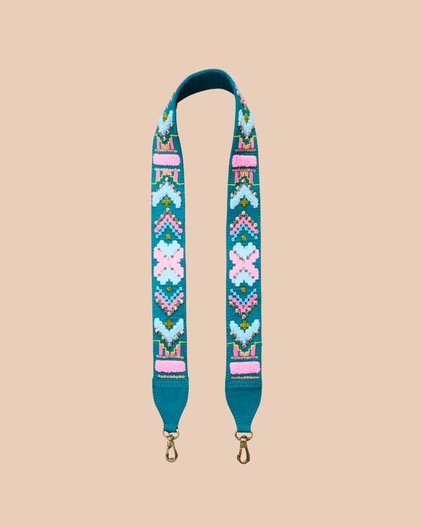 GeoPop Teal Embroidered Handle - (Only Strap) — DESI DRAMA QUEEN