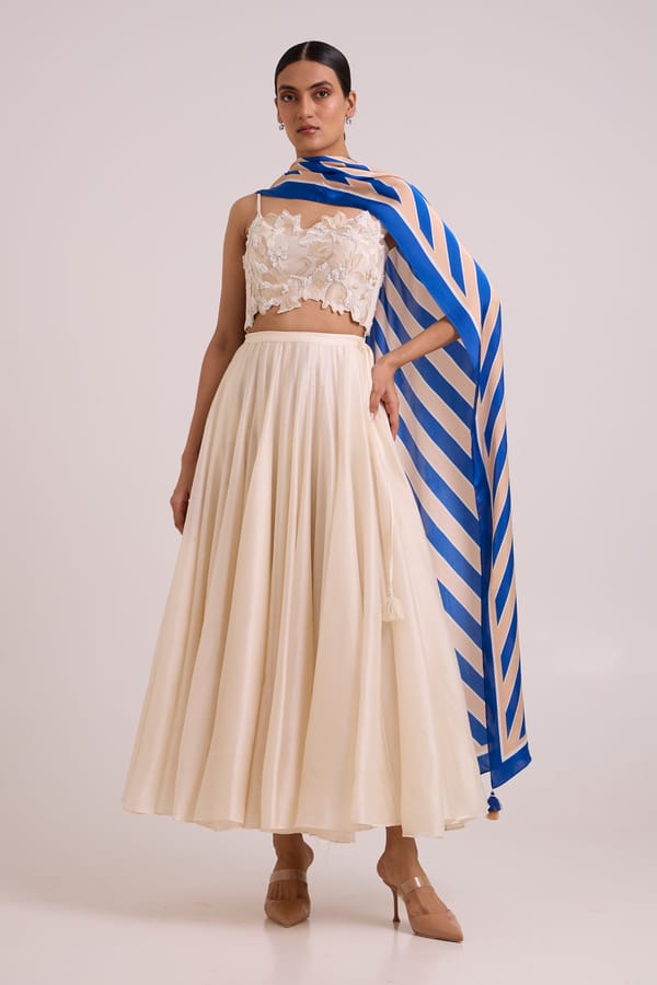 Ivory Embellished Crop Top and Maxi Skirt Co-ord Set — Madder Much