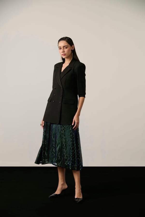 Black Oversized Blazer and Sequin Slip Dress Co-ord Set — Label IRIS