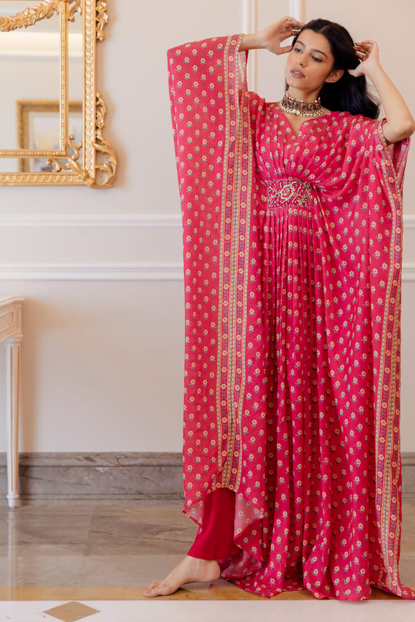 Hazel Kaftan - Rani Pink Butti — Paulmi and Harsh