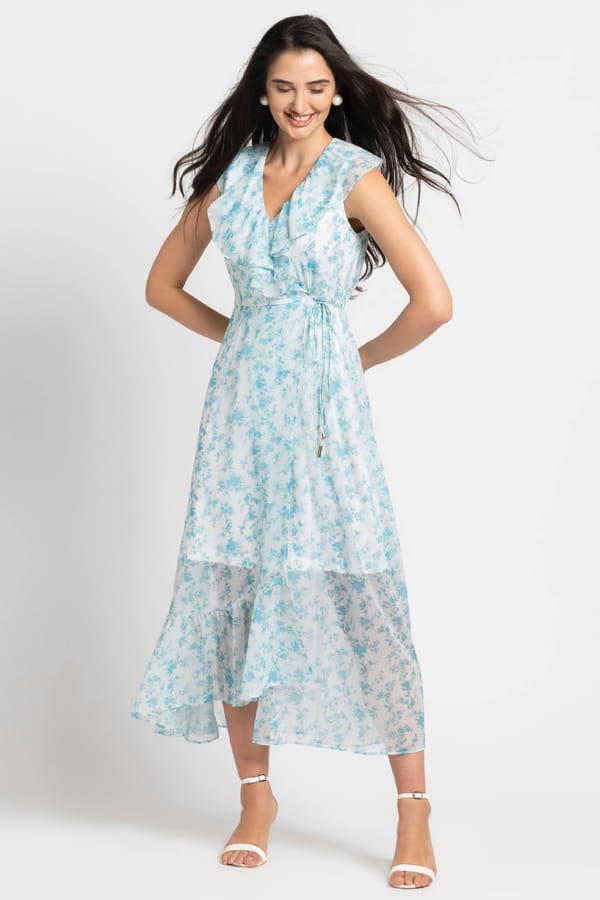 Azure Breeze Ruffle Maxi Dress — Julo