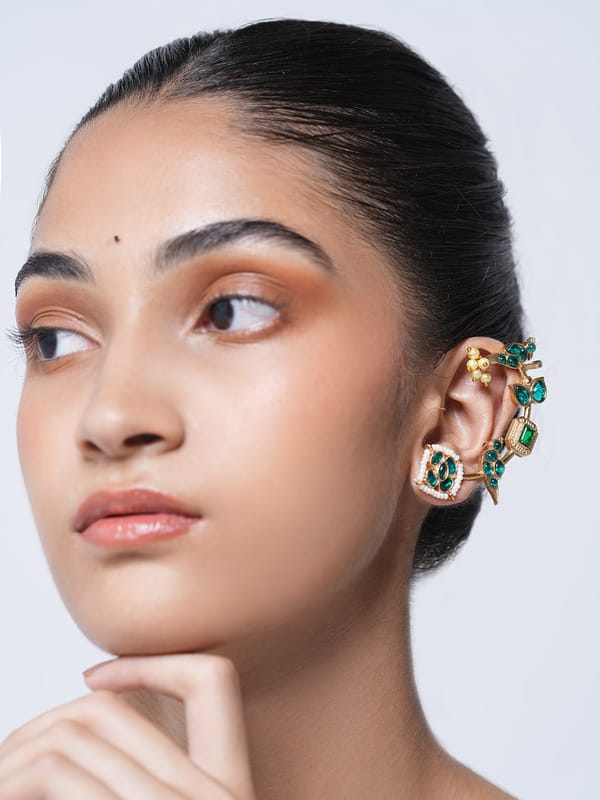 Designer Peacock Style Earcuffs — Cao Jewellery