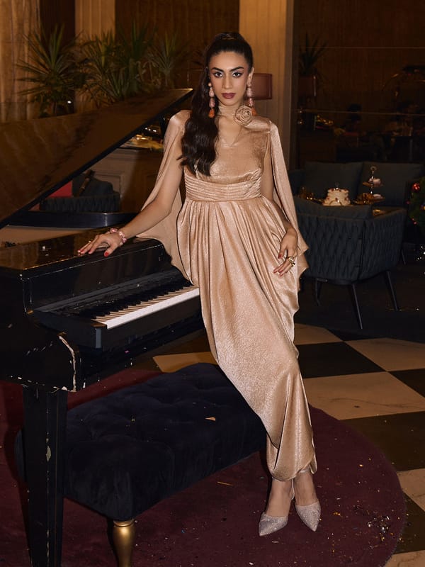 Aurelia Drape Rose Collar Gown — HOUSE OF FETT