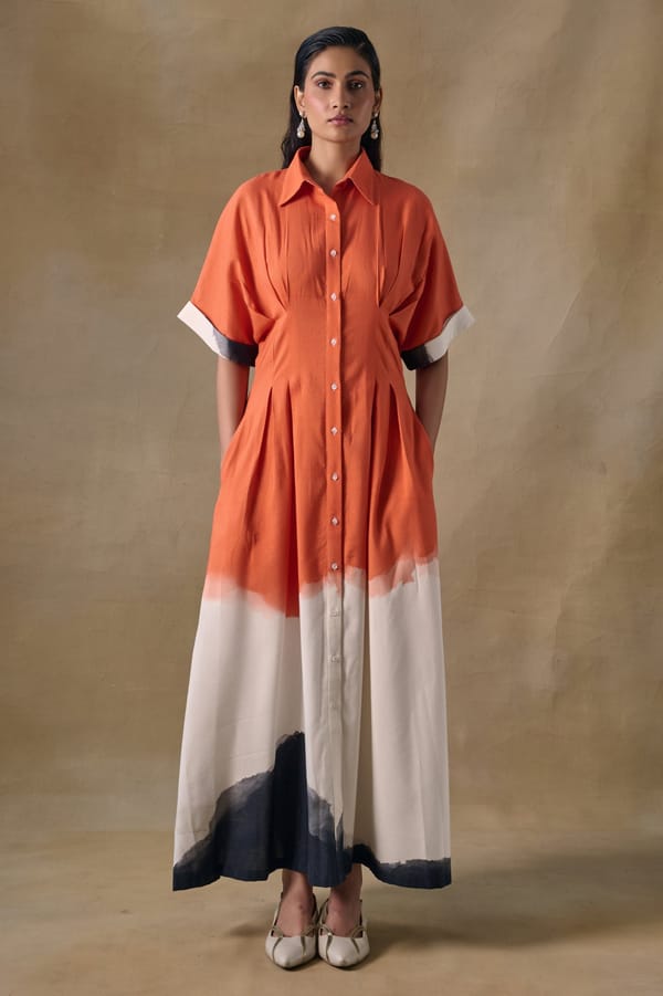 Orange Wash Button-Down Maxi Shirt Dress — Pocketful Of Cherrie