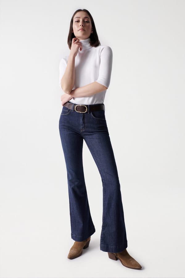 Dark Wash High-Rise Flared Jeans — SALSA JEANS