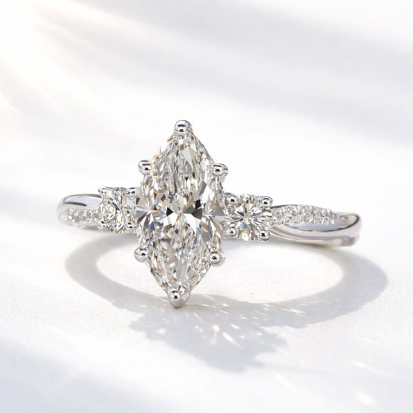 Vintage Marquise-Cut Crystal Halo Ring, Odette — Inaya Accessories