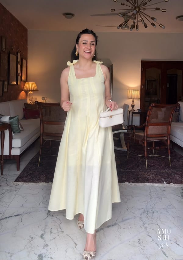 Butter Yellow Fit and Flare Maxi Dress with Detachable Bows — AMOSHI