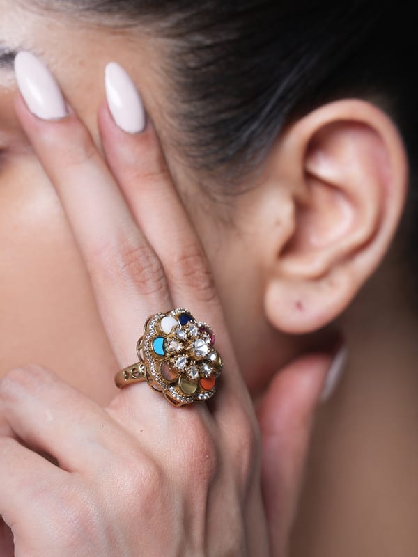Designer Navratan Ring — Cao Jewellery