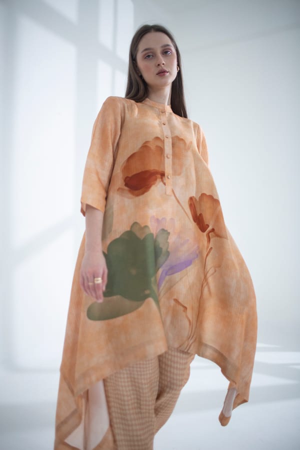 Light Peach High Low Kaftan Set — CLOS