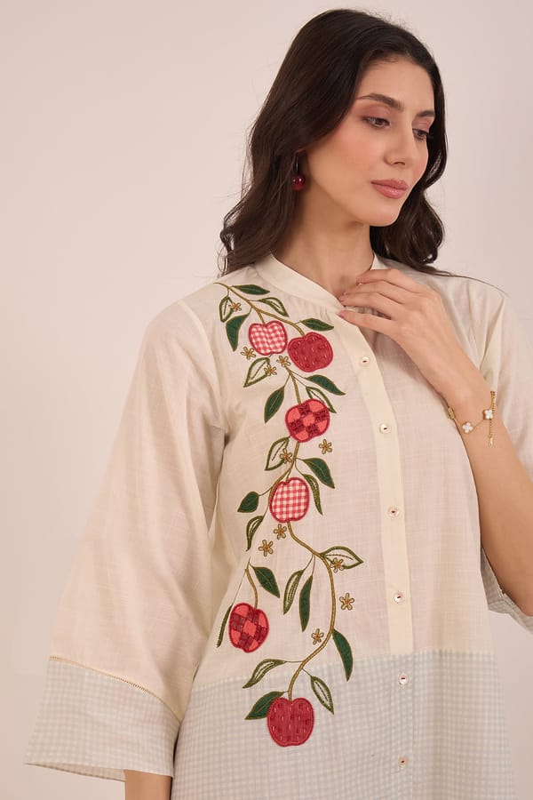 Poma Cotton Shepherd Check With Apples Tunic — SHIVANI BHARGAVA