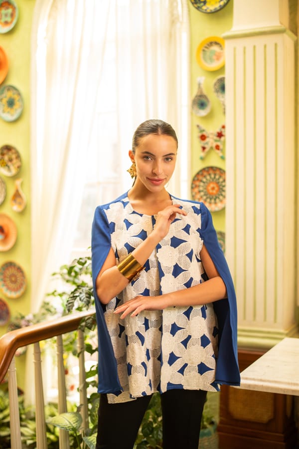 Roseatte Royal Blue Lacework Cape — AKSH