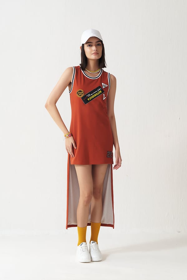 Maroon Sleeveless Shift Mini Dress with Mesh Underlayer — Muvazo