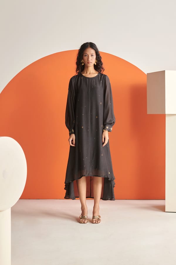 Celeste Black Cosmos High Low Dress — Shop Roho