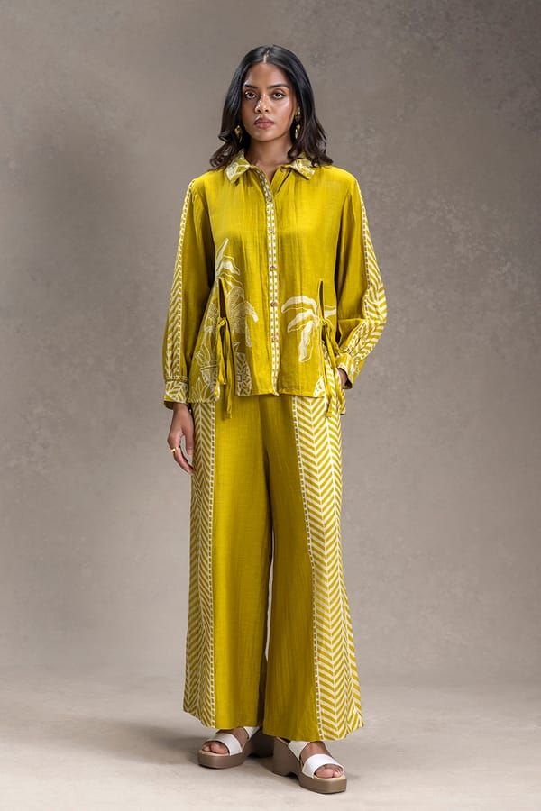 Kyomi Printed Slit-Detail Shirt And Pants — SOUP by Sougat Paul