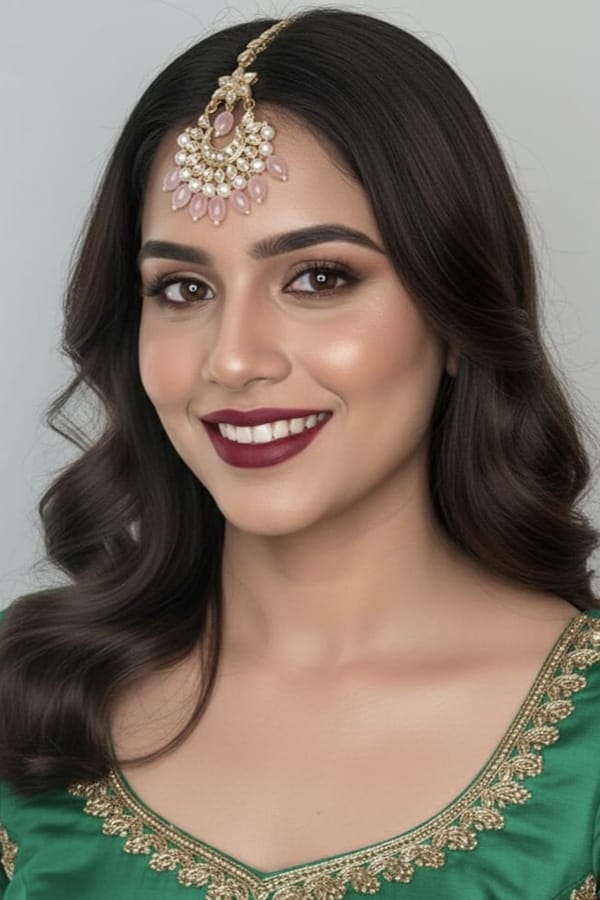 Rose Quartz Drop Maang Tikka — Beauty Spot Jewellery