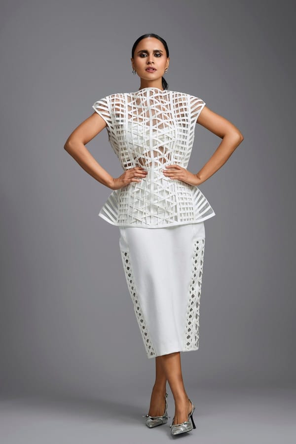 Lattice Panel Midi Skirt — Deepika Arora