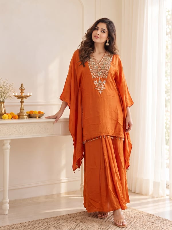 Rumi Crepe Kaftan Skirt Set — RASIYA