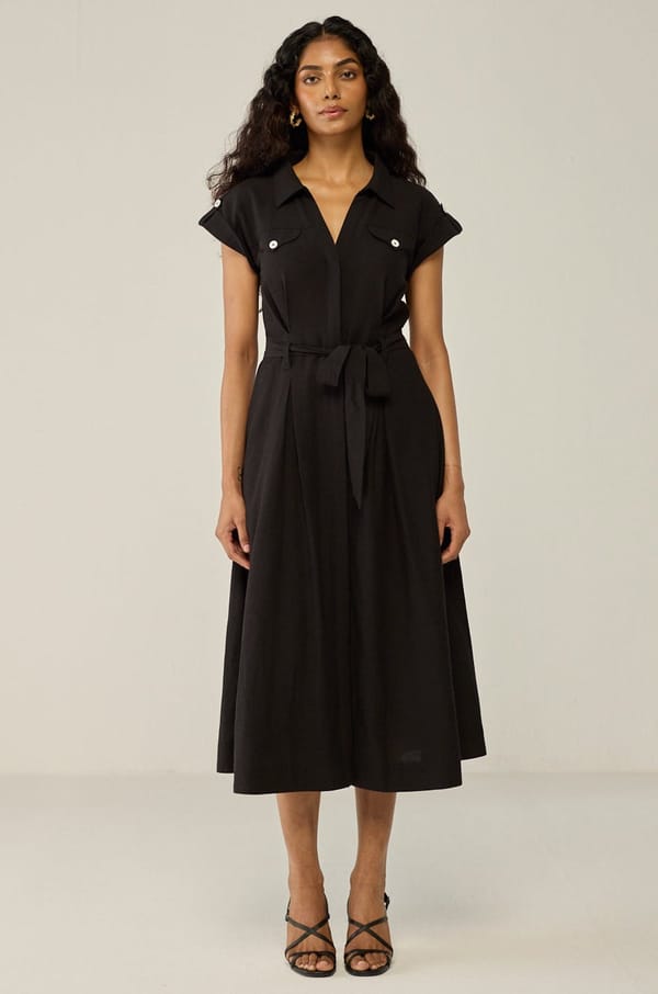 Black Collared Maxi Dress — Move About Effortlessly