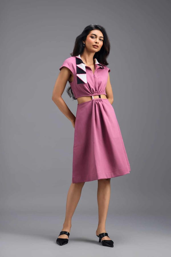 PINK FIT-AND-FLARE DRESS — Deepika Arora