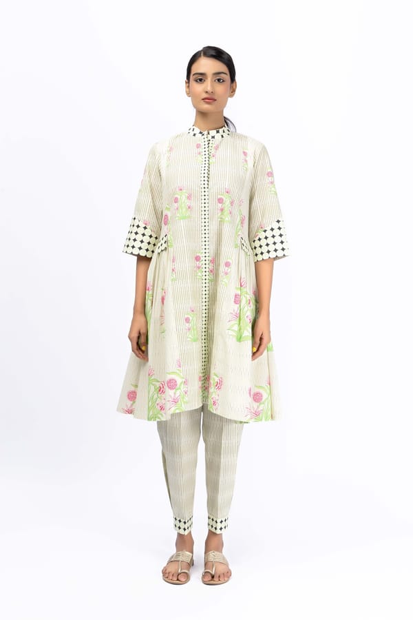 Roses Booti Flare Shirt + Pleat Pant Set — Jungle Marigold