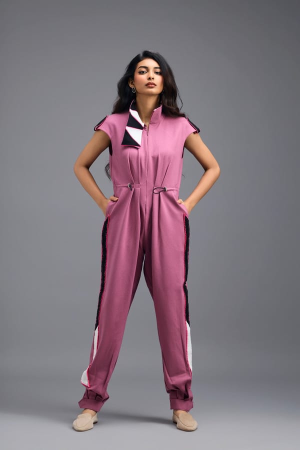 PINK DRAWSTRING JUMPSUIT — Deepika Arora