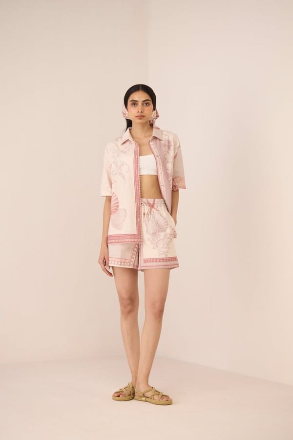 Marine Mauve Printed Shirt and Shorts Co-ord Set — Calling June