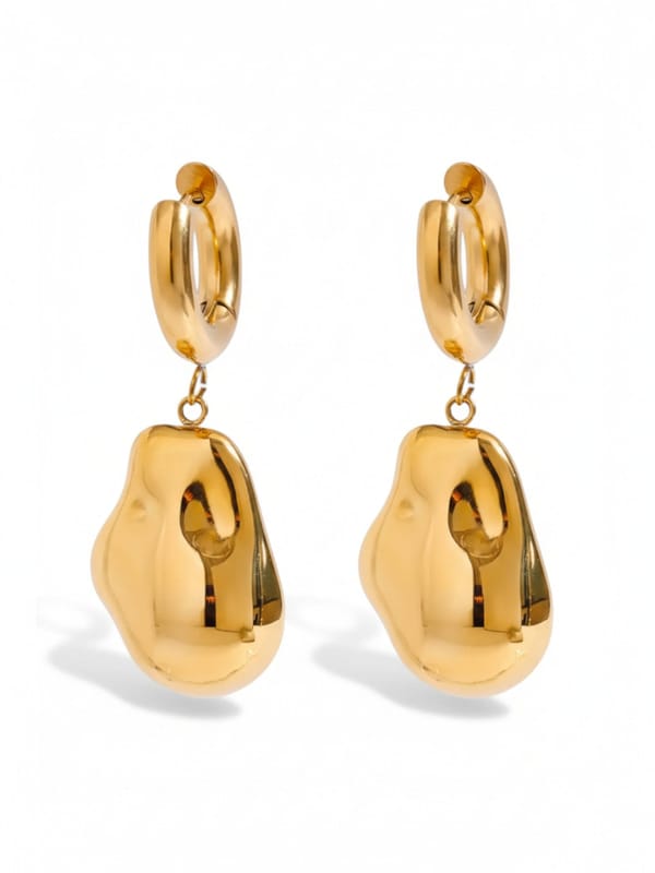 Simple Special Shaped Steel Bead Pendant Earrings — Cao Jewellery