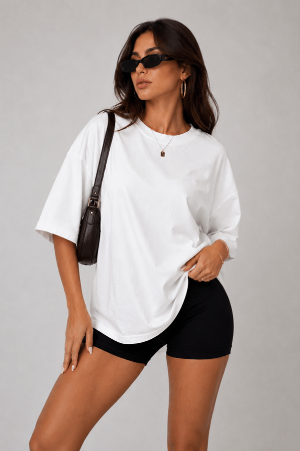 White Oversized Cotton T-shirt with Heart Back Cut-out — Botnia
