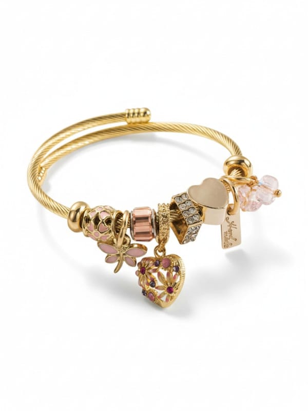 Love Diamond Pendant Open Adjustable Bracelet — Cao Jewellery