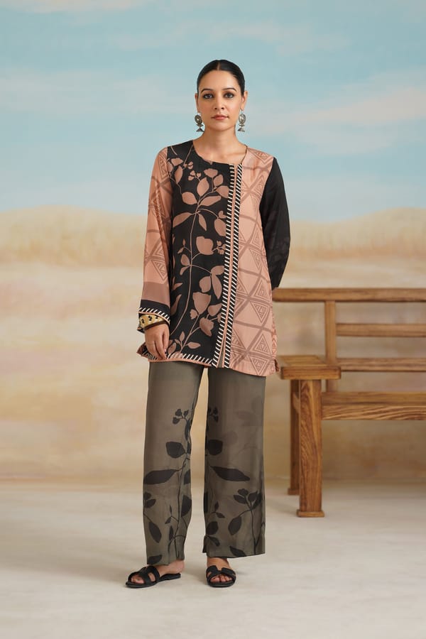 Multicolor Printed Crepe Tunic and Wide-Leg Co-ord Set — NEETIKA CHOPRA