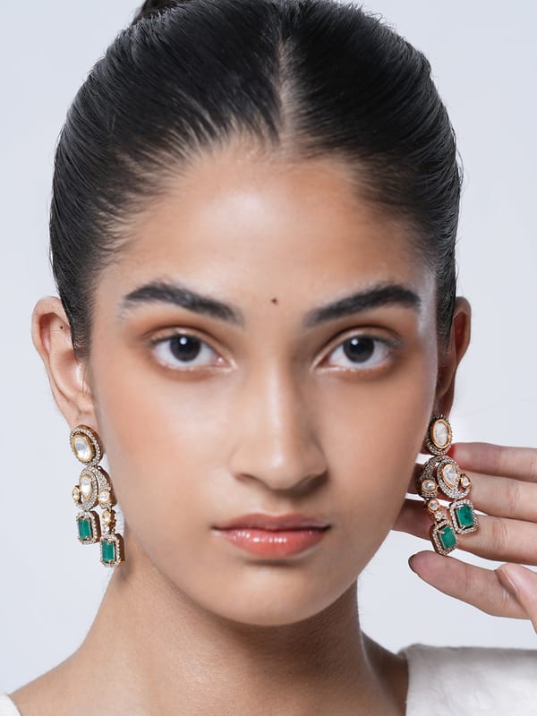 Designer Green Colored Moissanite Earrings — Cao Jewellery