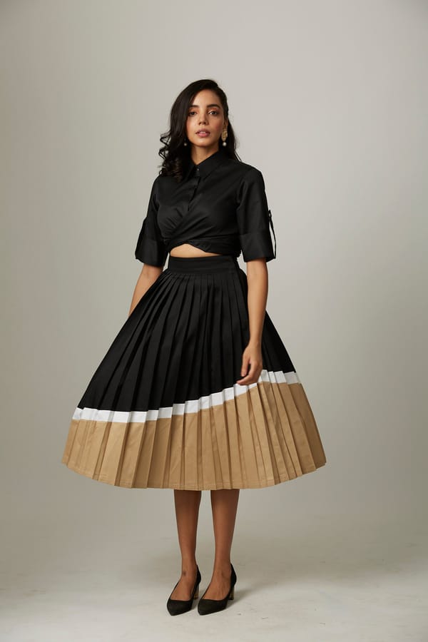 Colorblock Pleated Skirt — Escape By Aishwarya