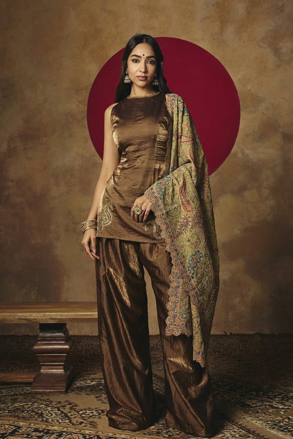 Pallavi Bronze Salwar Suit with Contrast Dupatta — Lea Clothing