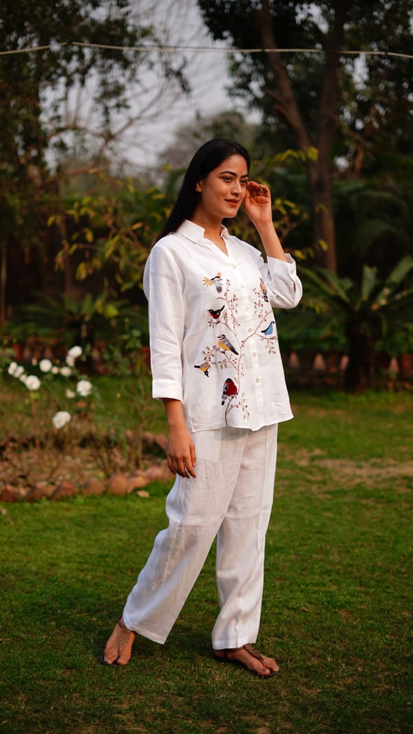 White Linen Straight-Leg Trousers — Linen Bloom
