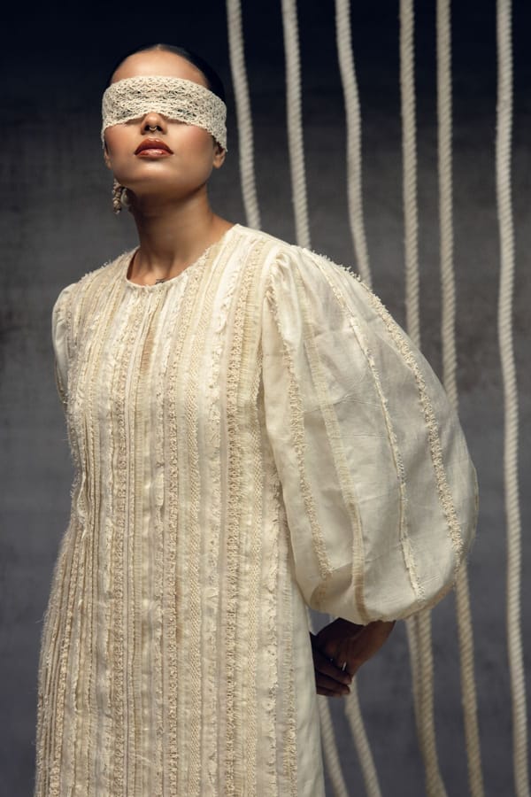 Khadi Silk Fringing Column Dress — Kritika Murarka