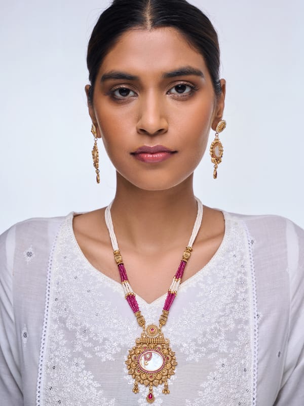 Long Marble Pendant Necklace Set — Cao Jewellery