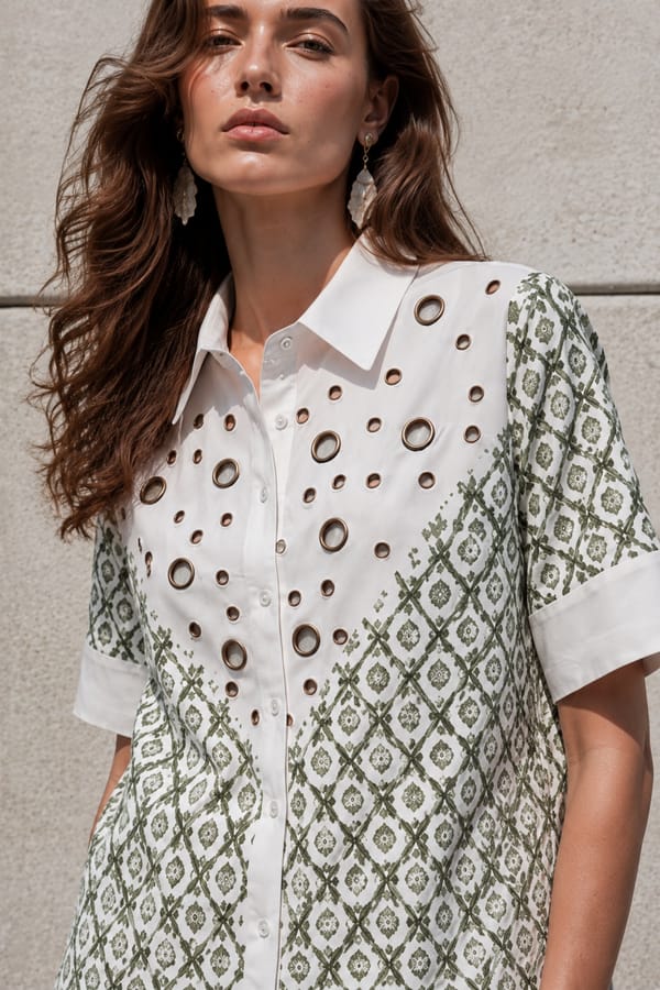 Green Printed Shirt and Wide-Leg Pants Co-ord Set — Pink Lion India