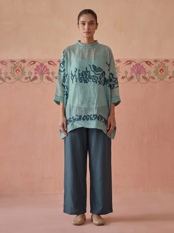 Dusty Blue Silk Aura Co-ord Set — Azu