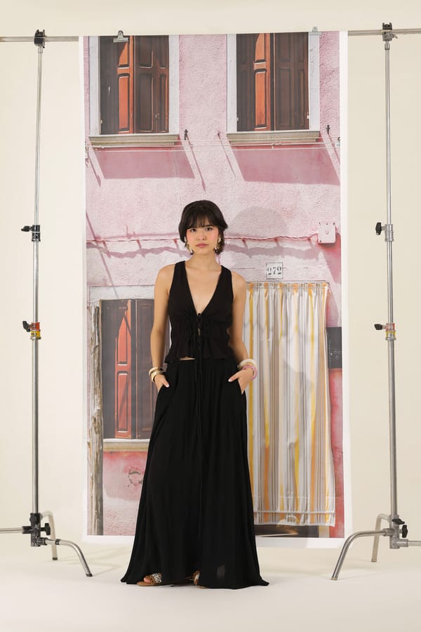 Black Flared Maxi Skirt — The Clothing Factory