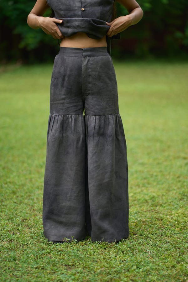 Grey Organic Hemp Vest Top and Sharara Pants Co-ord Set — ALTER NATIVE