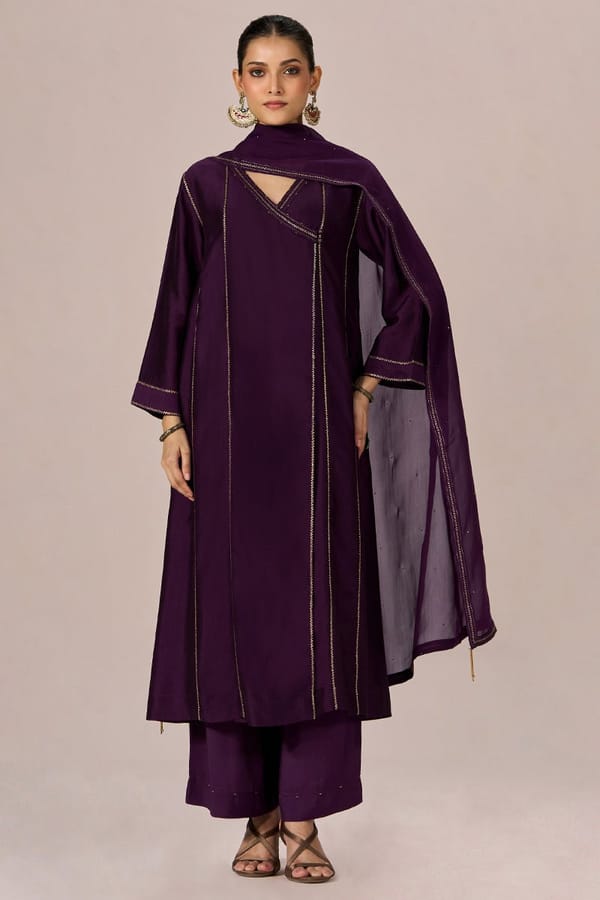 Purple Festive Angrakha Kurta Set — Ganga Fashions Pvt Ltd