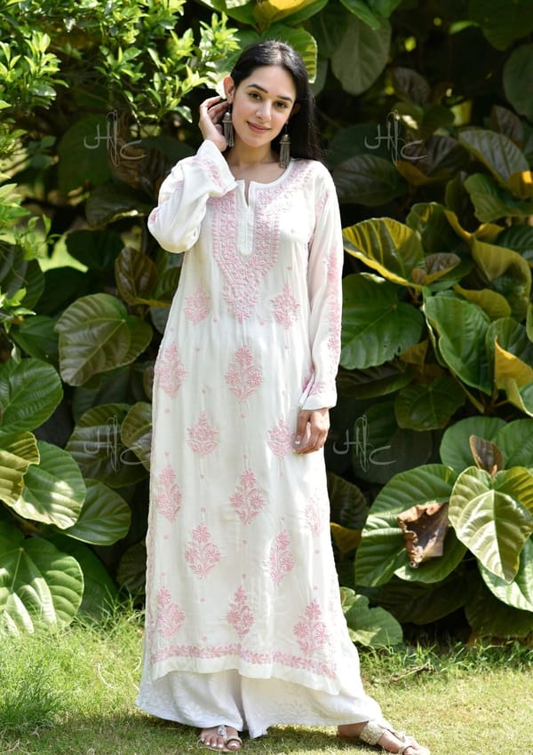 Gamila Chikankari Muslin Straight Kurta — House Of Chikankari