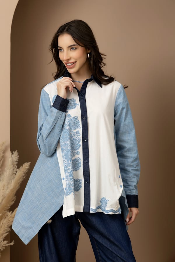 Sky Cotton/Lace 3 Way Shirt — Rhe-Ana