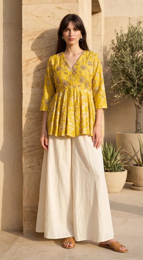 Embroidered Ruffle Co-Ord Set — Basanti Kapde aur Koffee