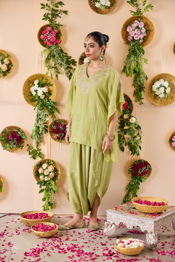 Firangi Short Kurta With Embroidery & Cowl Pants — Pooja Singhal