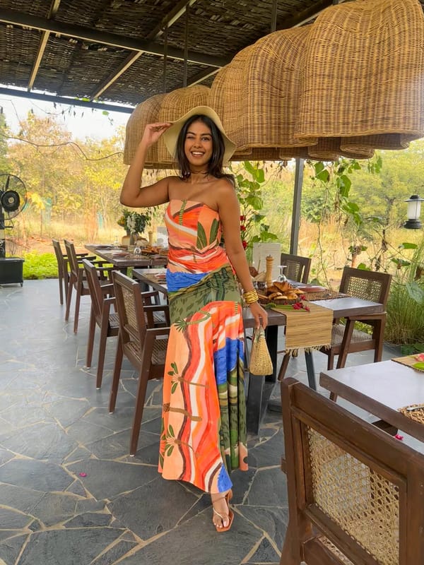 Multicolor Printed Strapless Corset Maxi Dress — Zip by Payal Zinal