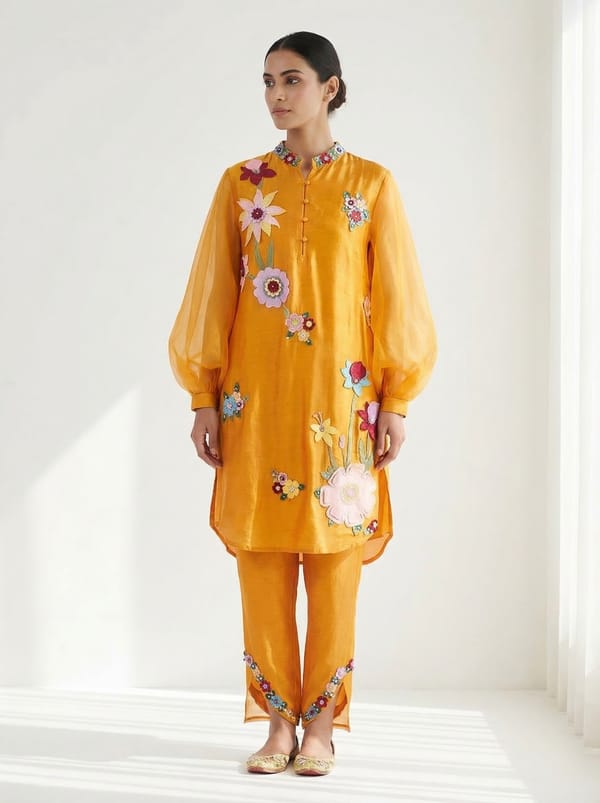 Mango Floral Applique Tunic and Pants Co-ord Set — RUCHIKA MALLIKA LABEL